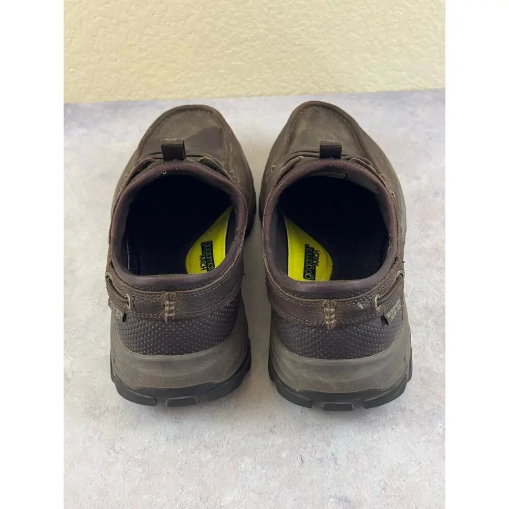 Skechers Slip-ins Relaxed Fit Knowlson Brown Leather Shoes 205188 Men 9.5 X-Wide
